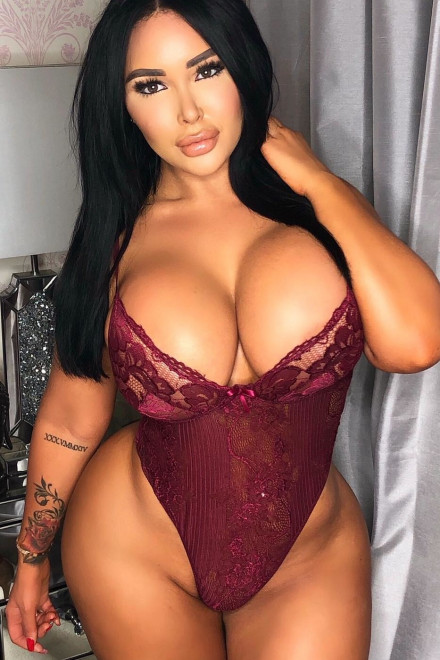 Mia Yasmin big tits cleavage in lacy lingerie